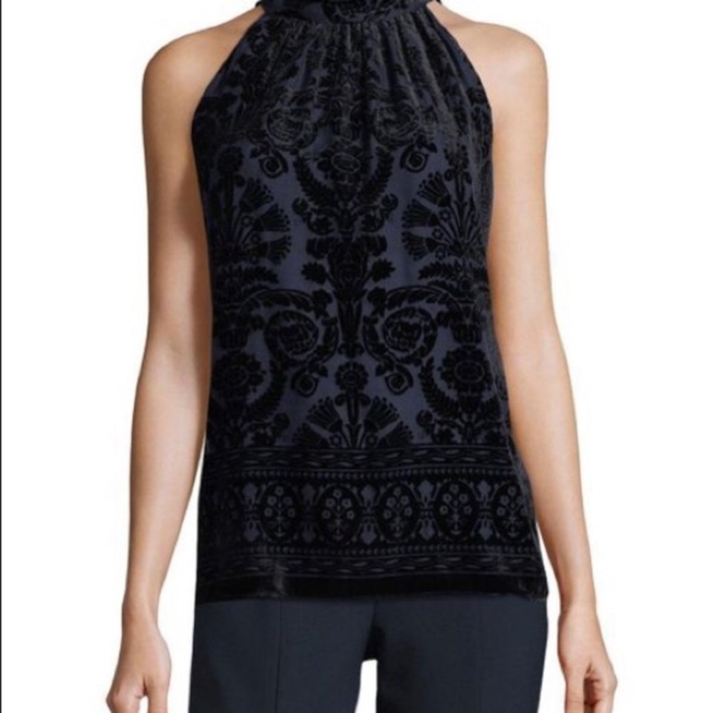 Max Studio Black velour halter top NWT Size Small